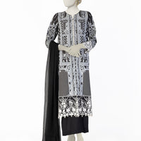 Silk Black Stitched Suit - J. Junaid Jamshed