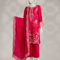 Raw Silk Pink Stitched Suit - J. Junaid Jamshed