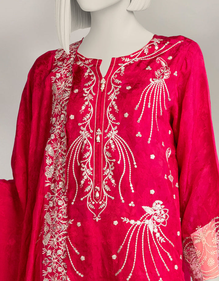Raw Silk Pink Unstitched Suit - J. Junaid Jamshed
