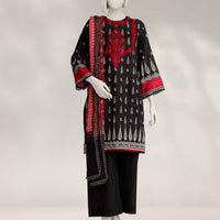 Khaddar Slub Black Stitched Suit - J. Junaid Jamshed
