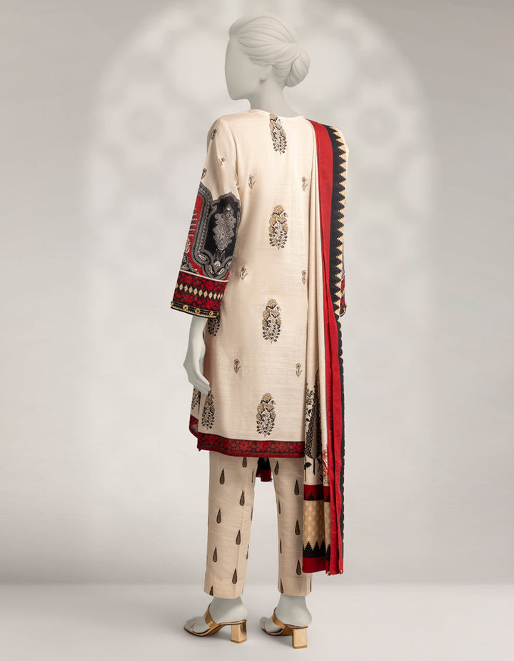 Khaddar Slub Beige Stitched Suit - J. Junaid Jamshed