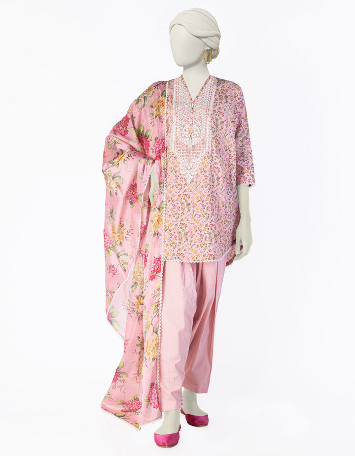 Lawn Pink Stitched Suit - J. Junaid Jamshed