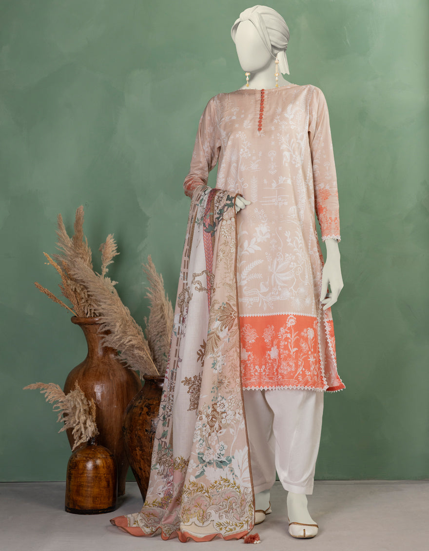 Lawn Multicolor Unstitched Suit - J. Junaid Jamshed