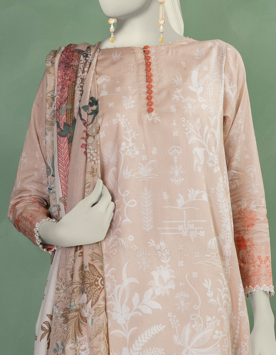 Lawn Multicolor Unstitched Suit - J. Junaid Jamshed