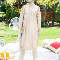 Dyed Beige Stitched Suit - J. Junaid Jamshed
