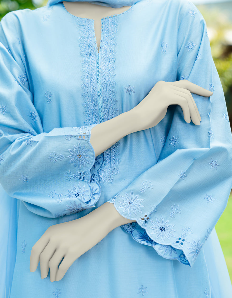 Dyed Blue Stitched Suit - J. Junaid Jamshed