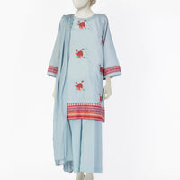 Dobby Blue Stitched Suit - J. Junaid Jamshed