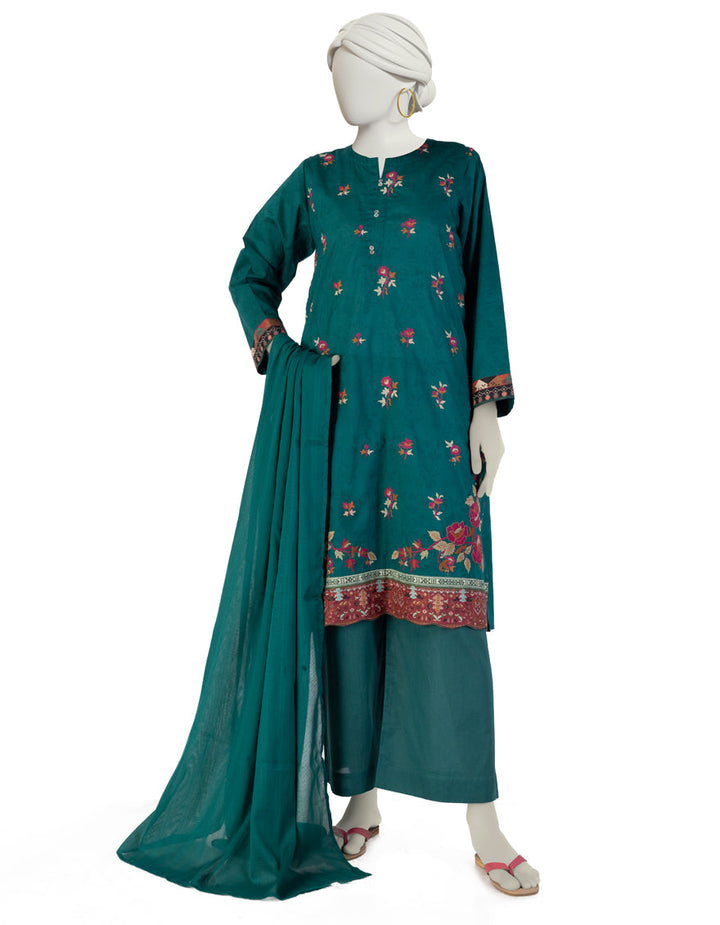 Dobby Green Stitched Suit - J. Junaid Jamshed