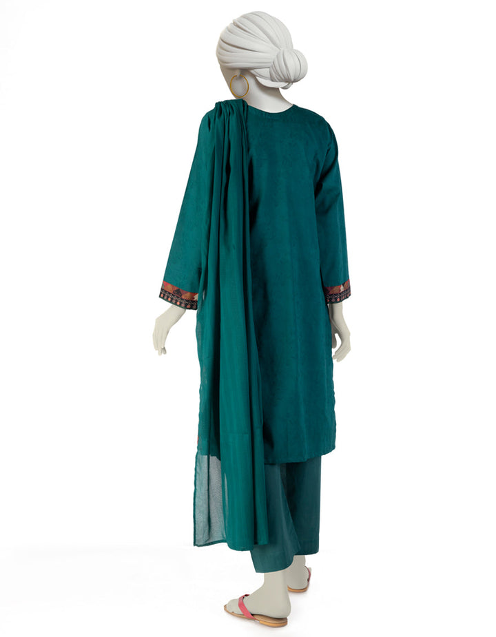 Dobby Green Stitched Suit - J. Junaid Jamshed