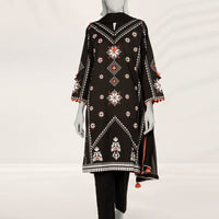Lawn Black Stitched Suit - J. Junaid Jamshed