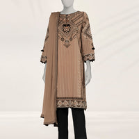 Lawn Brown Stitched Suit - J. Junaid Jamshed
