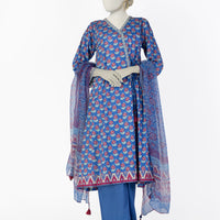 Lawn Blue Stitched Suit - J. Junaid Jamshed