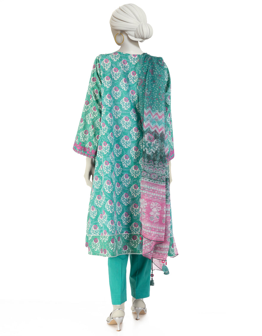 Lawn Green Stitched Suit - J. Junaid Jamshed
