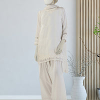 Dobby White Stitched Suit - J. Junaid Jamshed