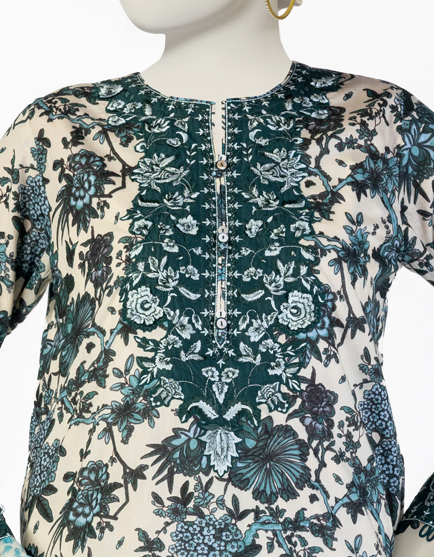 Lawn White Stitched Suit - J. Junaid Jamshed