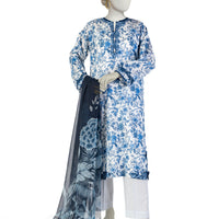 Lawn Blue Stitched Suit - J. Junaid Jamshed
