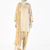 Lawn Brown Stitched Suit - J. Junaid Jamshed