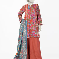 Lawn Red Stitched Suit - J. Junaid Jamshed