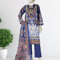 Lawn Blue Stitched Suit - J. Junaid Jamshed