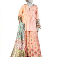 Lawn Orange Stitched Suit - J. Junaid Jamshed