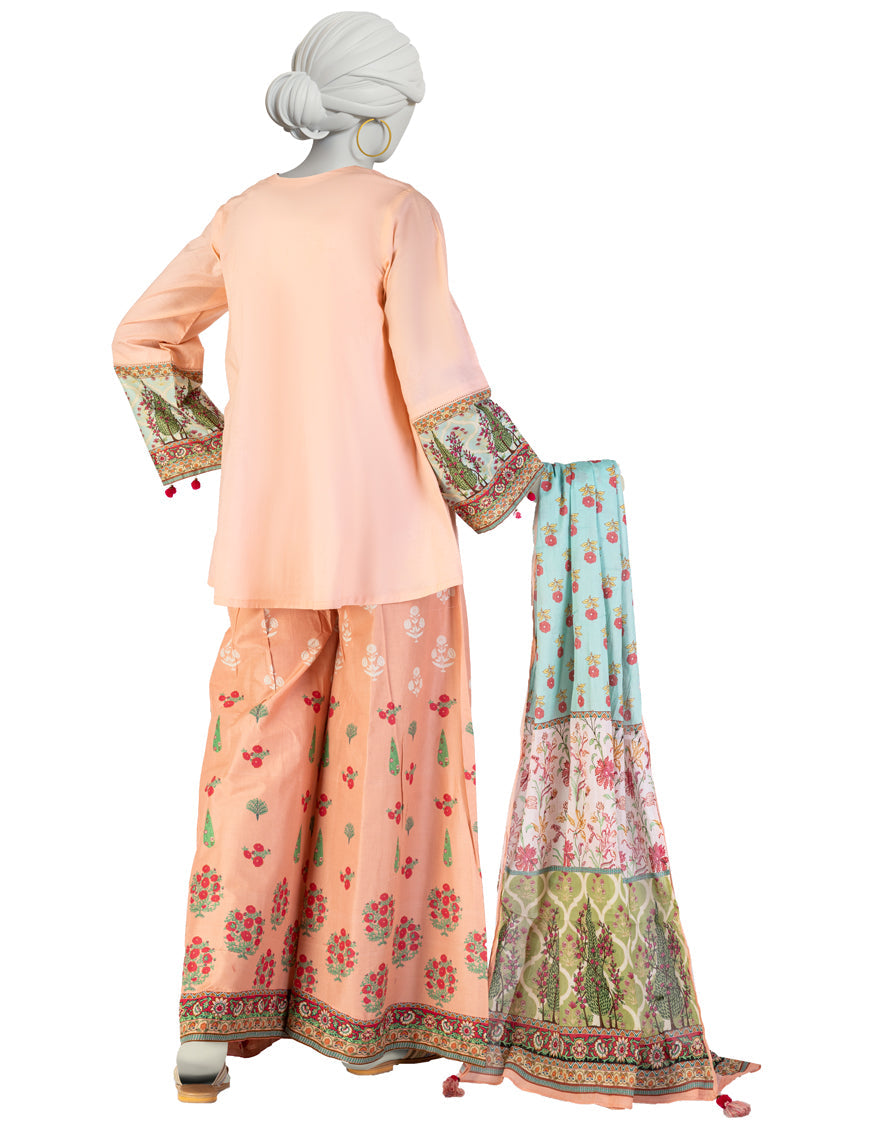 Lawn Orange Stitched Suit - J. Junaid Jamshed