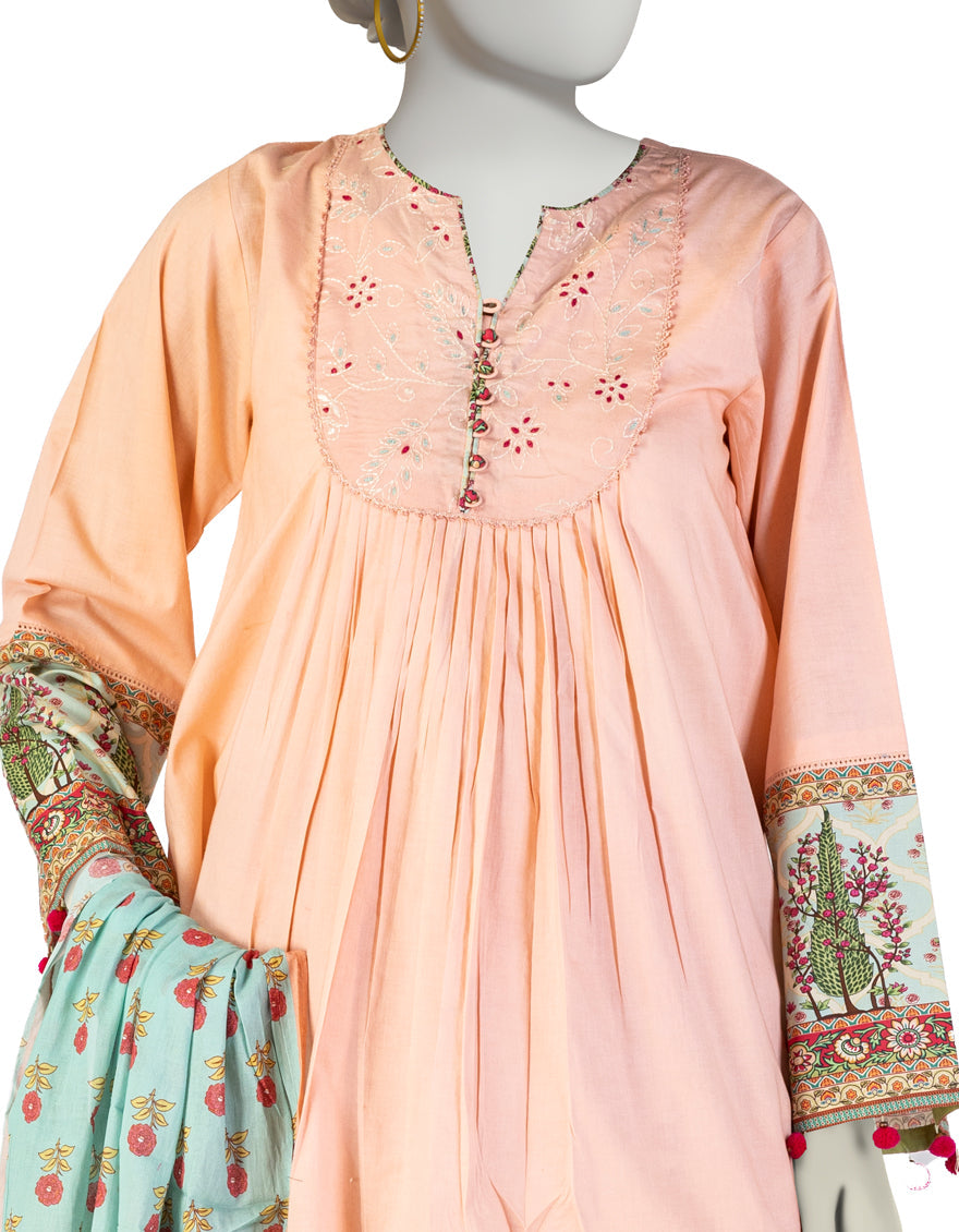 Lawn Orange Stitched Suit - J. Junaid Jamshed