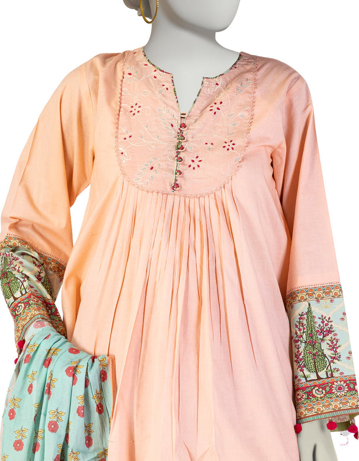 Lawn Orange Stitched Suit - J. Junaid Jamshed