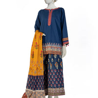 Lawn Blue Stitched Suit - J. Junaid Jamshed