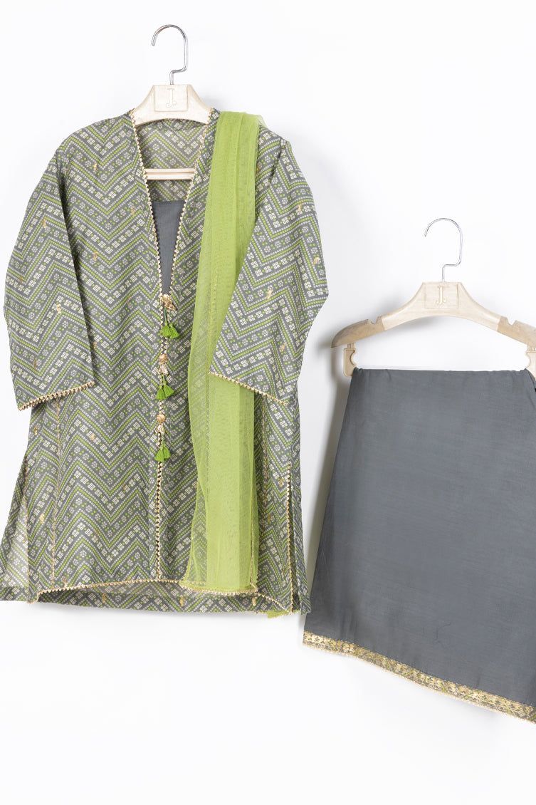 Lawn Grey Stitched Suit - J. Junaid Jamshed