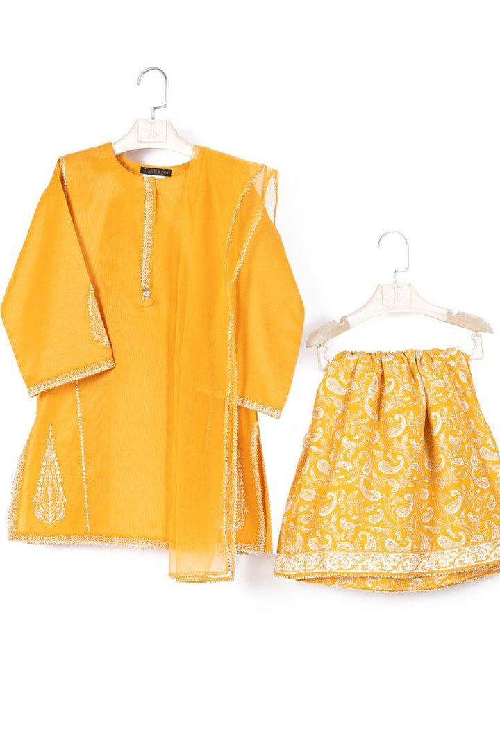 Dobby Yellow Stitched Suit - J. Junaid Jamshed