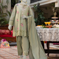Lawn Green Stitched Suit - J. Junaid Jamshed