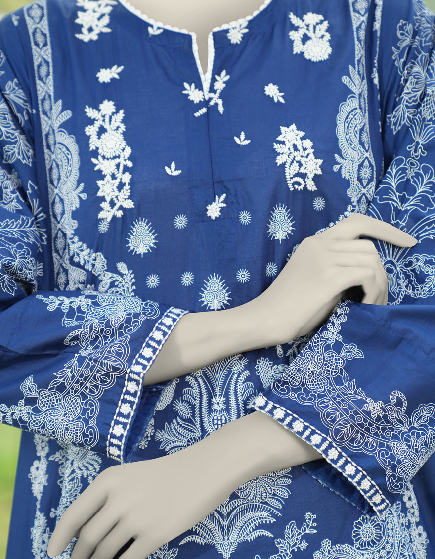 Lawn Blue Stitched Suit - J. Junaid Jamshed