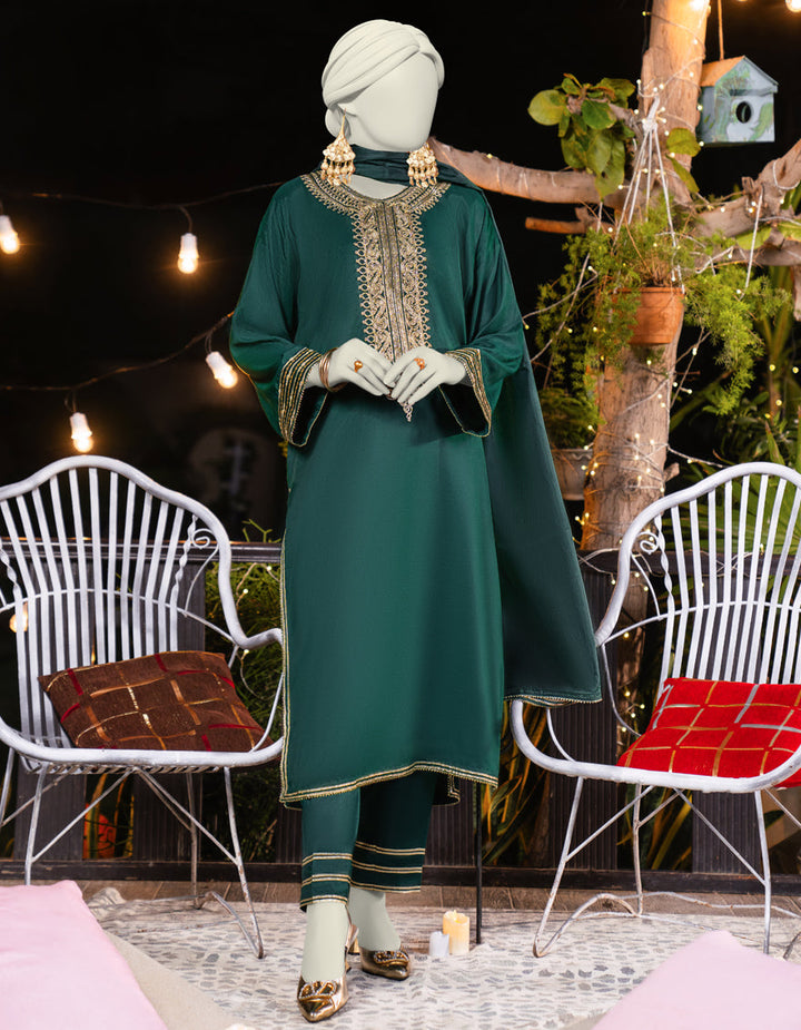 Silk Green Stitched Suit - J. Junaid Jamshed