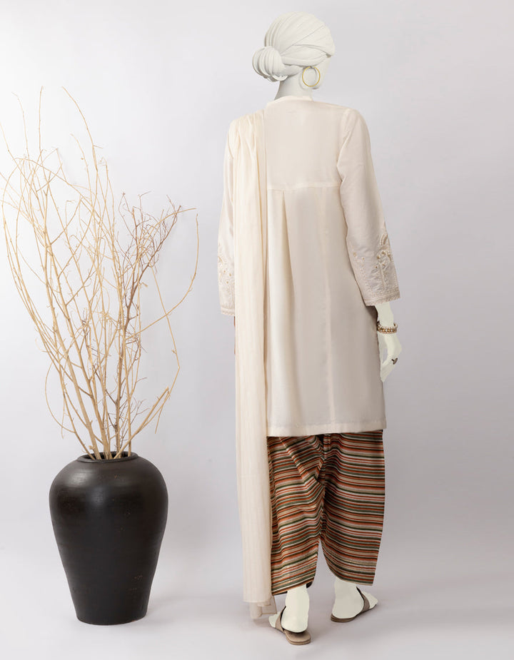 Lawn Beige Stitched Suit - J. Junaid Jamshed