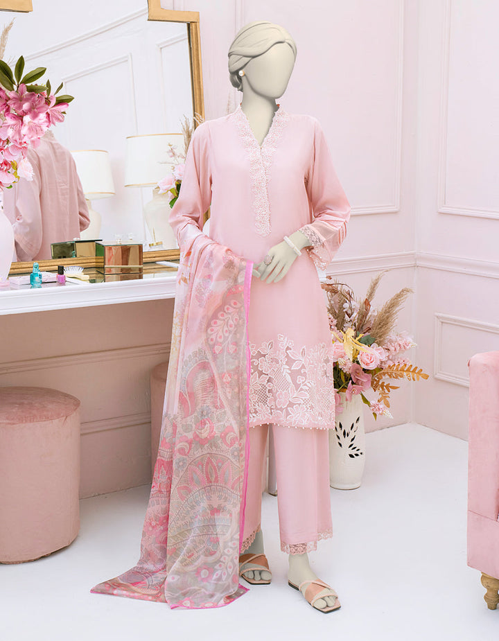 Silk Pink Stitched Suit - J. Junaid Jamshed
