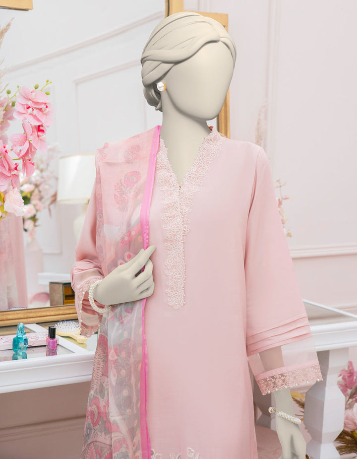 Silk Pink Stitched Suit - J. Junaid Jamshed