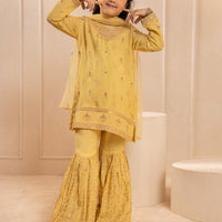 Silk Yellow Stitched Suit - J. Junaid Jamshed