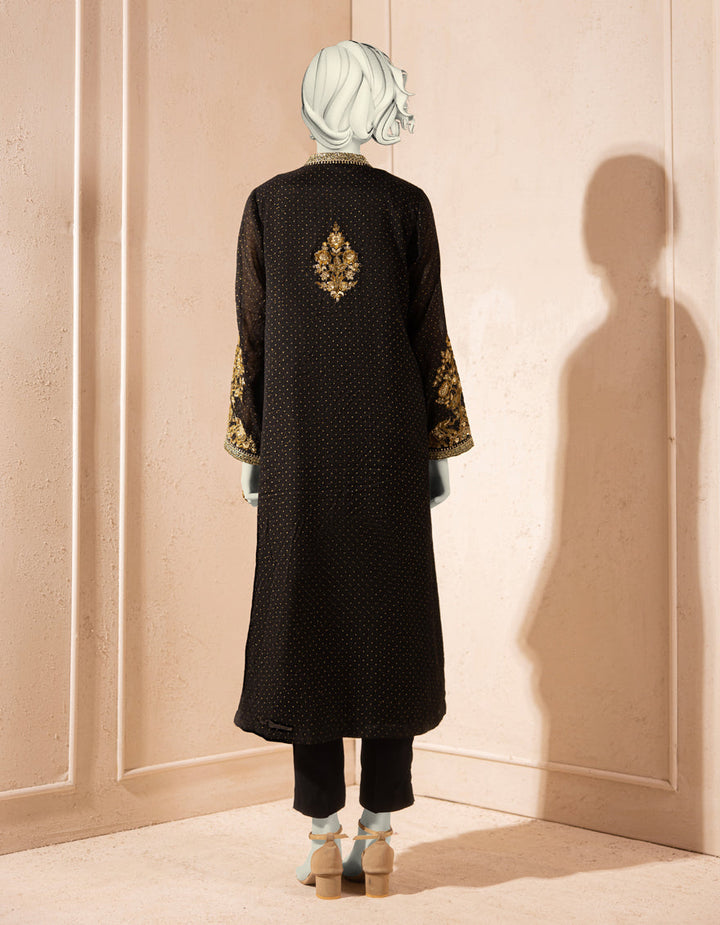 Paper Cotton Black Kurti - J. Junaid Jamshed
