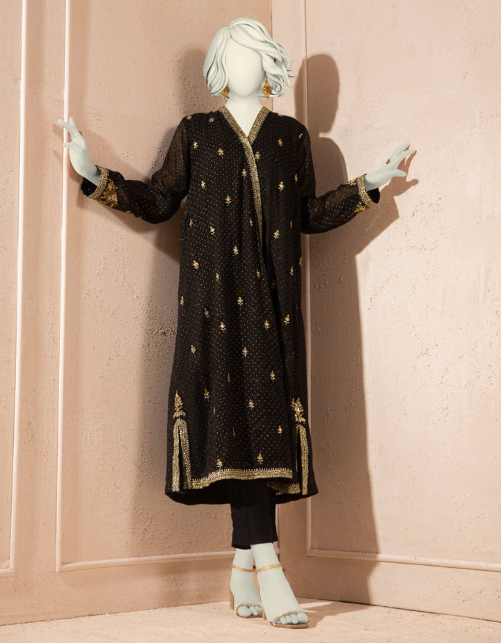 Paper Cotton Black Kurti - J. Junaid Jamshed