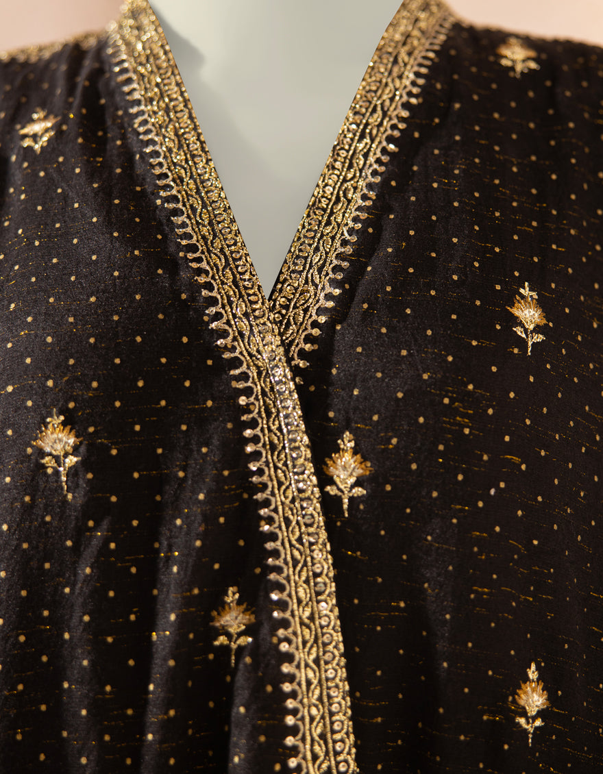 Paper Cotton Black Kurti - J. Junaid Jamshed