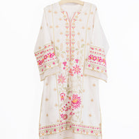 Raw Silk White Kurti - J. Junaid Jamshed
