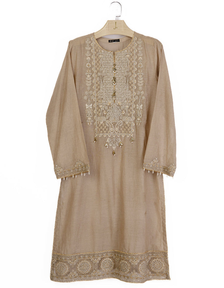 Organza Beige Kurti - J. Junaid Jamshed