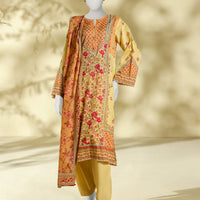 Lawn Yellow Stitched Suit - J. Junaid Jamshed
