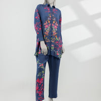 Silk Blue Stitched Suit - J. Junaid Jamshed
