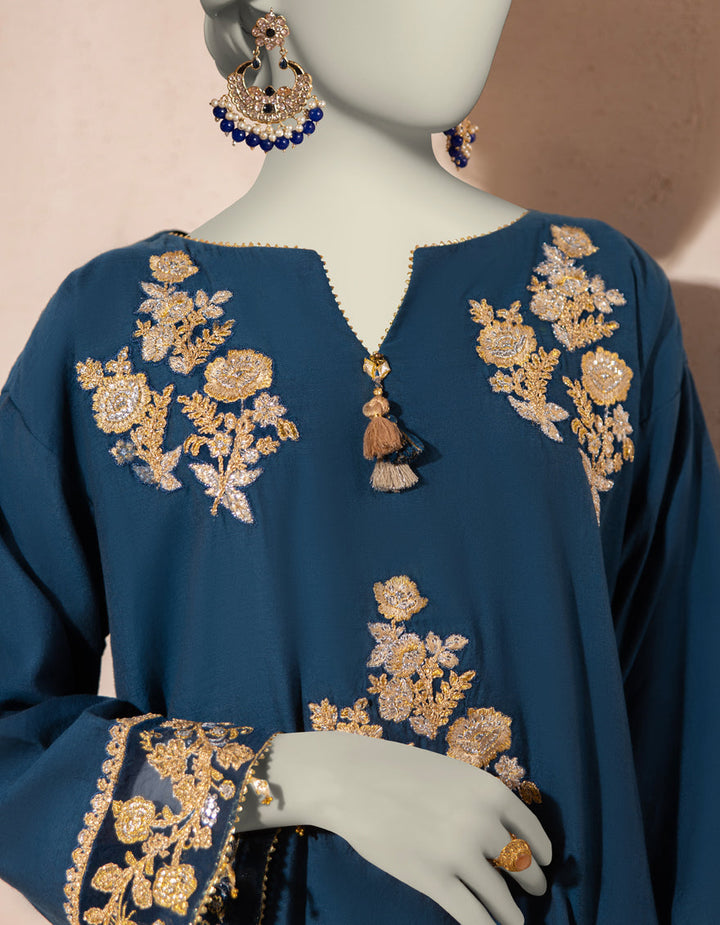 Organza Blue Kurti - J. Junaid Jamshed