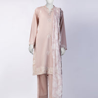 Lawn Peach Stitched Suit - J. Junaid Jamshed