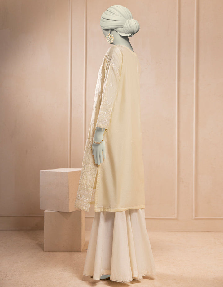 Cotton Net Off White Kurti - J. Junaid Jamshed