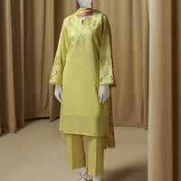 Lawn Yellow Stitched Suit - J. Junaid Jamshed