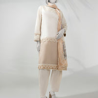 Lawn Beige Stitched Suit - J. Junaid Jamshed