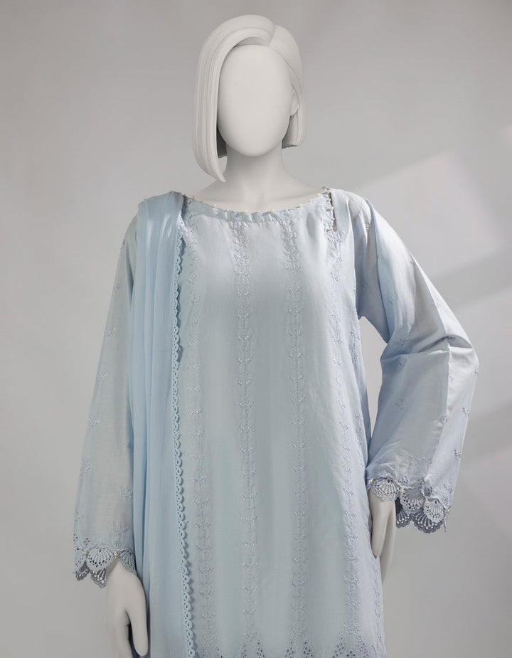 Lawn Blue Stitched Suit - J. Junaid Jamshed